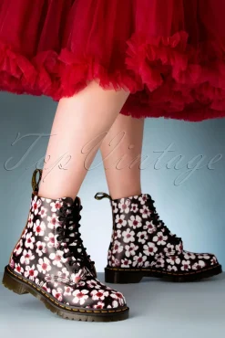 Dr. Martens 1460 Pansy Fayre Vintage Laarzen In Zwart>Vrouwen Booties & Laarzen