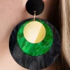 Glitz-o-Matic Art Deco Disk Oorbellen In Groen>Vrouwen Sieraden
