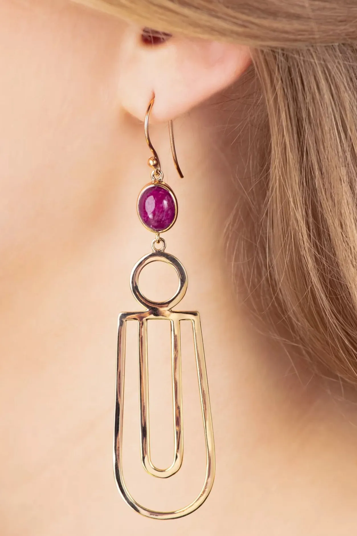 Very Cherry Art Deco Festive Oorbellen In Goud En Robijnrood>Vrouwen Sieraden