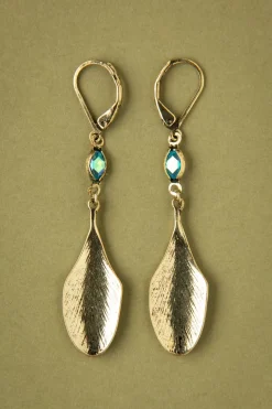 Lovely Art Nouveau Pauwenveer Oorbellen In Messing><noscript><img width=