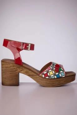 Nemonic Aruba Leather Platform Sandals In Rood En Multi>Vrouwen Sandalen