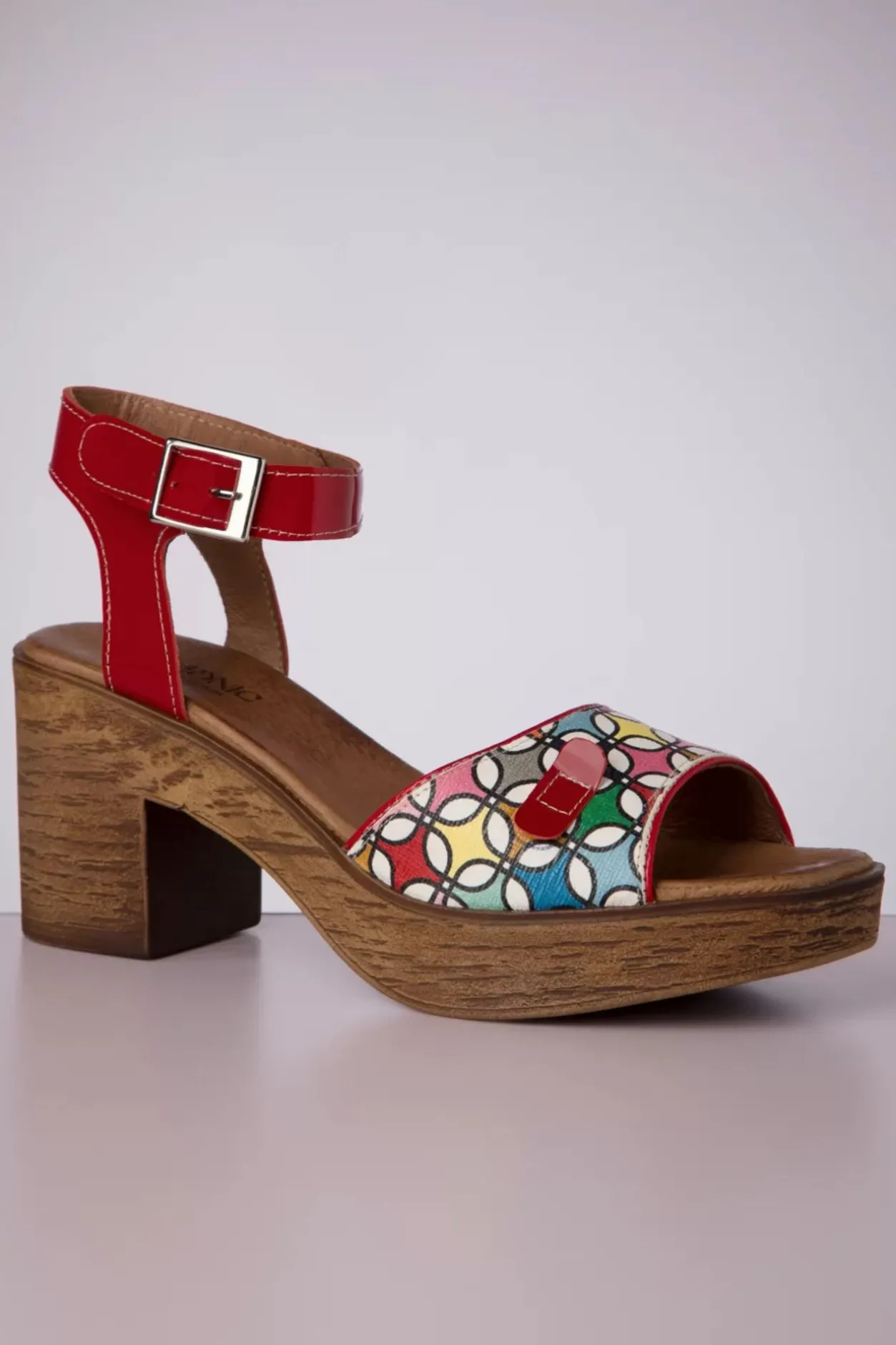 Nemonic Aruba Leather Platform Sandals In Rood En Multi>Vrouwen Sandalen