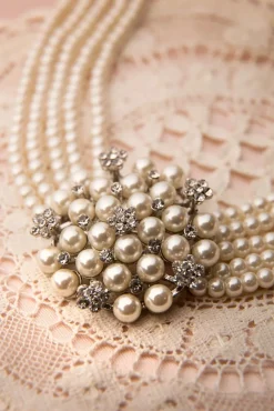 Lovely Audrey Creme Parel Choker Ketting><noscript><img width=