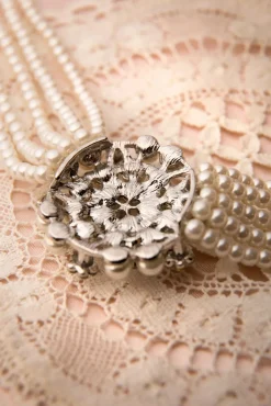 Lovely Audrey Creme Parel Choker Ketting><noscript><img width=