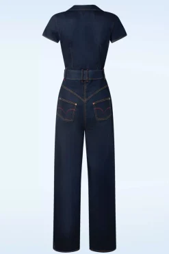 Rock-a-Booty Audrey Jumpsuit Short Sleeve In Donkerdenim>Vrouwen Playsuits & Jumpsuits