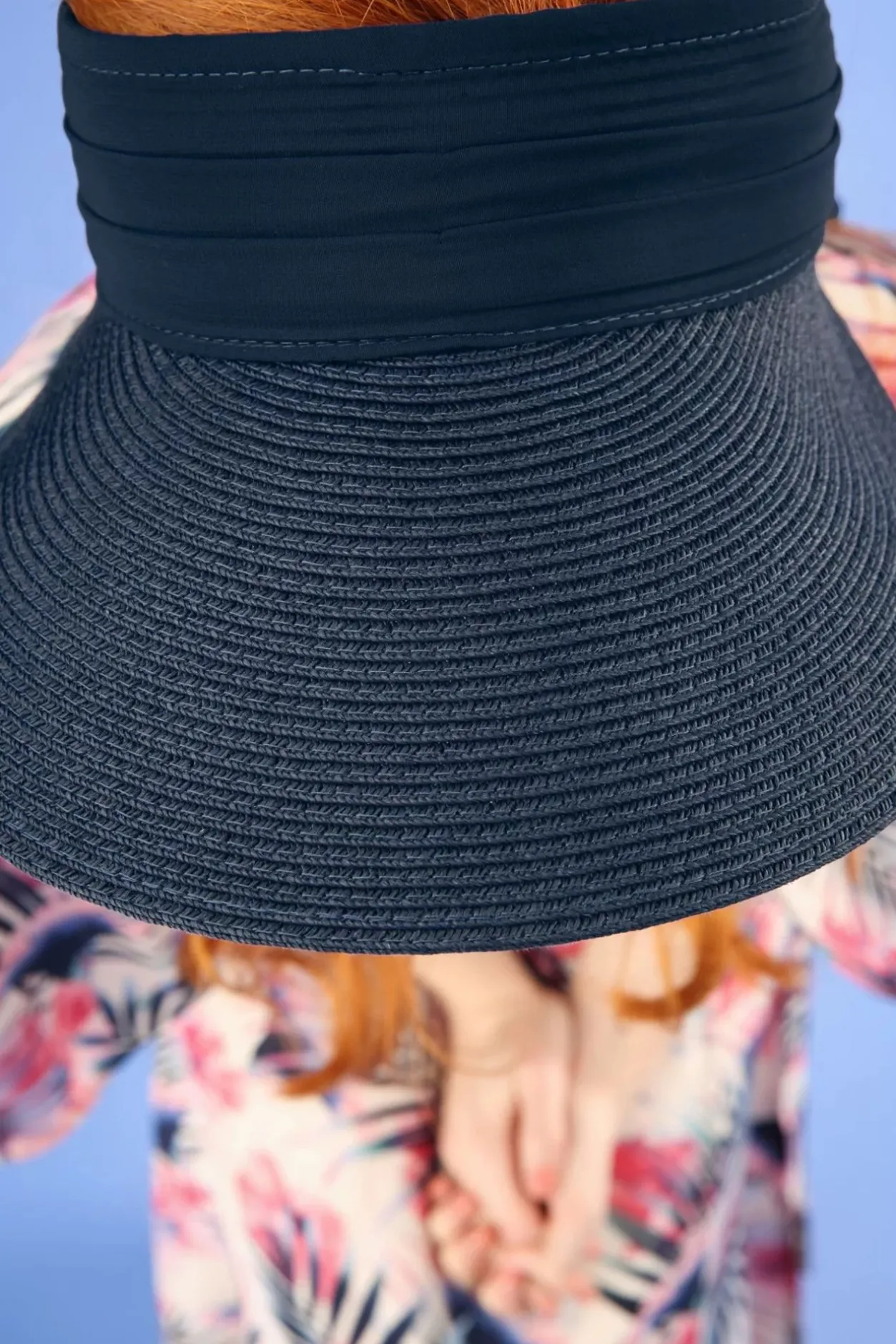 Amici Augusta Strohoed Met Klep In Marineblauw>Vrouwen Hoeden & Fascinators