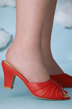 Lola Ramona u2665 Topvintage Ava Solemate Slip On Muiltjes In Rood>Vrouwen Sandalen