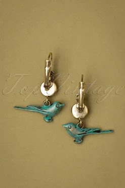 Urban Hippies Birdie Vergulde Oorbellen In Blauw En Rood><noscript><img width=