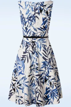 Vintage Chic for Topvintage Blue Leaf Swingjurk In Wit>Vrouwen Plus Size Jurken
