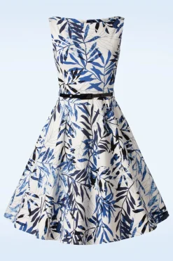Vintage Chic for Topvintage Blue Leaf Swingjurk In Wit><noscript><img width=