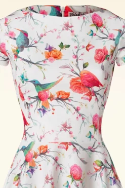 Vintage Chic for Topvintage Blythe Birds Swing Jurk In Wit>Vrouwen Plus Size Jurken