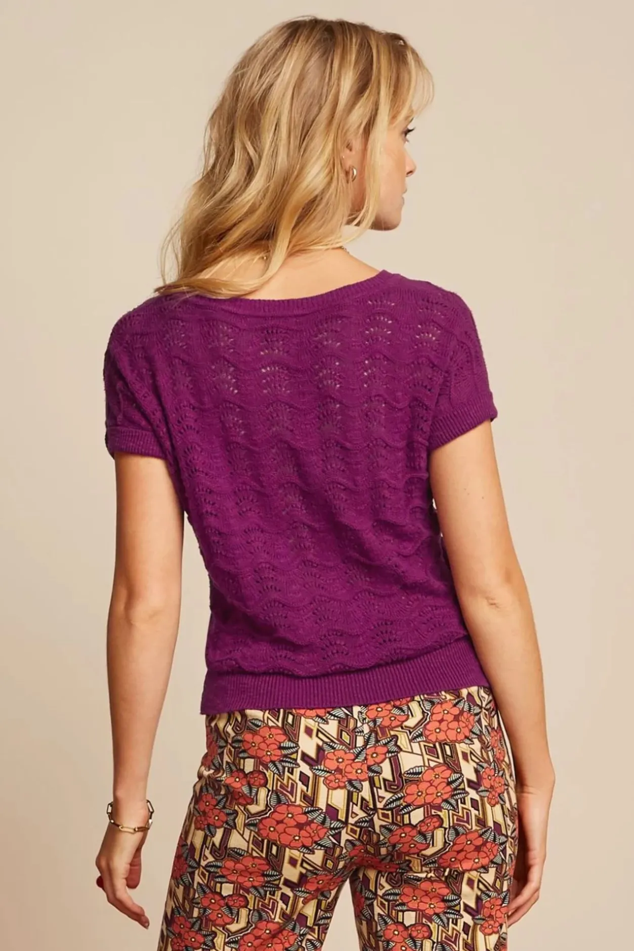 King Louie Boatneck Top Scallop In Levendig Paars>Vrouwen Truitjes