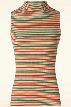 King Louie Boxy Stripe Turtle Top In Ponderosa Groen>Vrouwen Tops