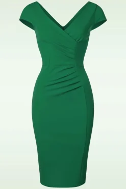 Vintage Chic for Topvintage Brenda Penciljurk In Smaragdgroen>Vrouwen Plus Size Jurken