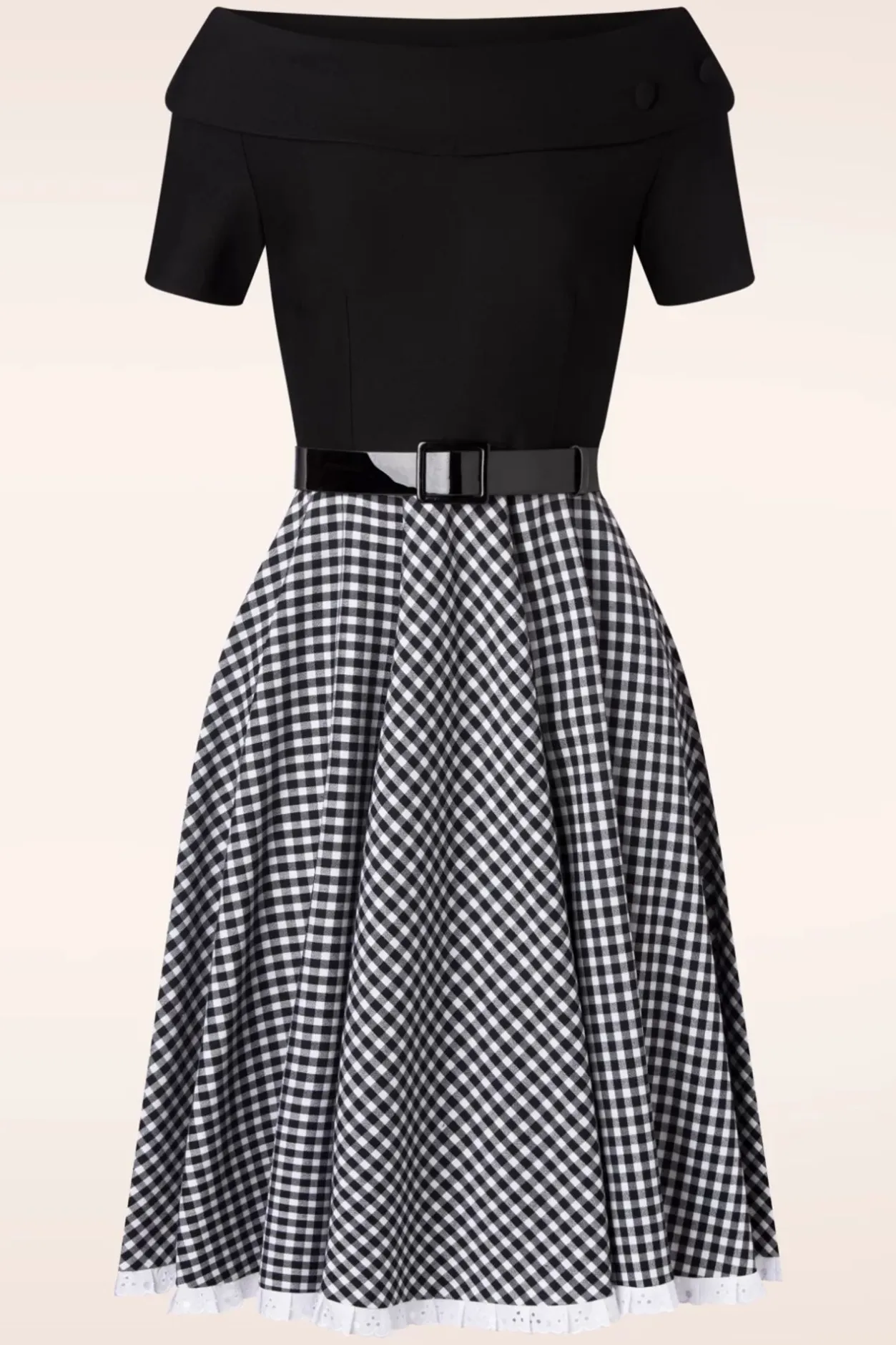 Glamour Bunny Brigitte Gingham Swing Jurk In Zwart En Wit>Vrouwen Swing Jurken