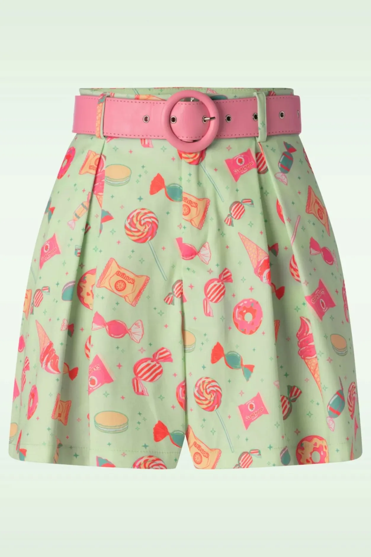 Vixen Candy Belted Shorts In Mint>Vrouwen Broeken
