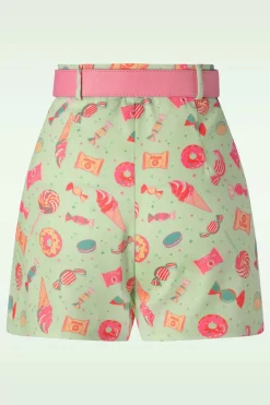 Vixen Candy Belted Shorts In Mint>Vrouwen Broeken