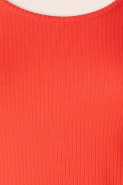 King Louie Carice Uni Rib Top In Zon Oranje><noscript><img width=