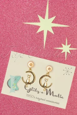 Glitz-o-Matic Cat On The Moon Oorbellen In Goud><noscript><img width=