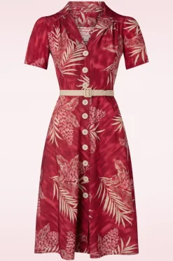 Rock N Romance Charlene Palm Blouse-Jurk In Robijnrood>Vrouwen Plus Size Jurken