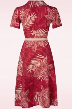 Rock N Romance Charlene Palm Blouse-Jurk In Robijnrood><noscript><img width=