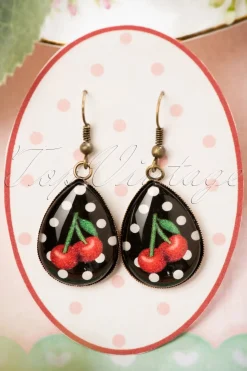 Sweet Cherry Cherry Drop Oorbellen In Zwart En Rood>Vrouwen Sieraden