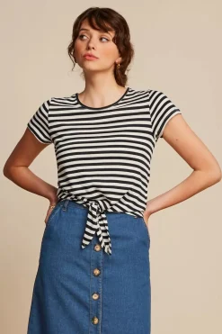 King Louie Chopito Stripe Knot T-Shirt In Zwart>Vrouwen T-Shirts