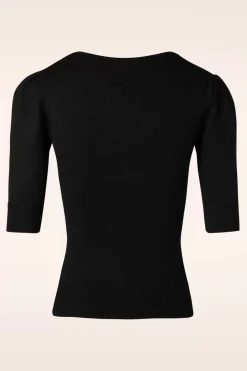 Collectif Clothing Chrissie Gebreide Top In Zwart>Vrouwen Truitjes