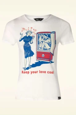 Queen Kerosin Cool Love T-Shirt In Gebroken Wit>Vrouwen T-Shirts