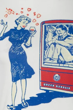 Queen Kerosin Cool Love T-Shirt In Gebroken Wit><noscript><img width=