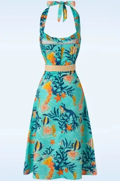 Vixen Coral Reef Halter Flare Jurk In Blauw>Vrouwen Plus Size Jurken