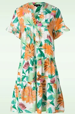 Smashed Lemon Dahlia Flower Jurk In Gebroken Wit>Vrouwen Plus Size Jurken