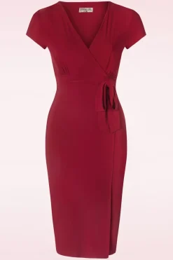 Vintage Chic for Topvintage Darcy Pencil Jurk In Donkerrood>Vrouwen Plus Size Jurken