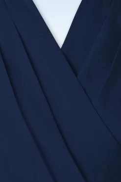 Rock N Romance Darla Wikkelblouse Met Korte Mouwen In Marineblauw><noscript><img width=