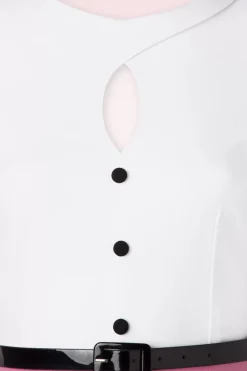 Glamour Bunny De Sienna Pencil Jurk In Flamingoroze En Wit><noscript><img width=