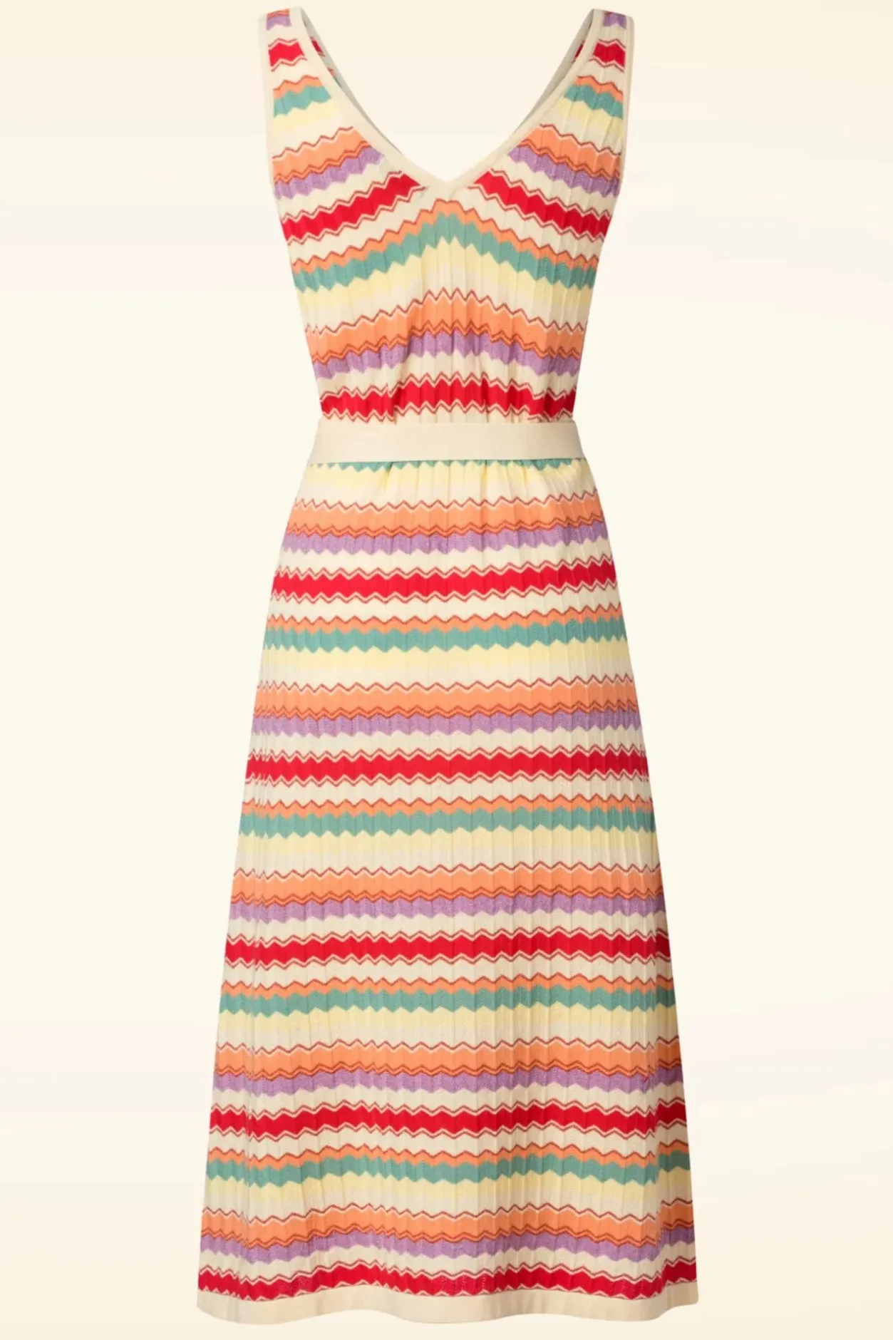 King Louie Deep V Gebreide Jurk Hadley In Creme>Vrouwen A Lijn Jurken