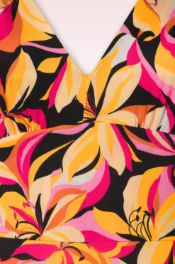 Vintage Chic for Topvintage Deveny Abstract Floral Maxi Jurk In Roze En Geel><noscript><img width=