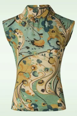 King Louie Dita Top Frenzy In Dusty Turquoise>Vrouwen Tops