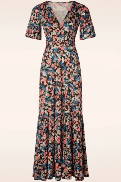 Vintage Chic for Topvintage Ditsy Maxi Jurk In Zwart>Vrouwen Plus Size Jurken