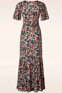 Vintage Chic for Topvintage Ditsy Maxi Jurk In Zwart>Vrouwen Plus Size Jurken