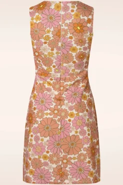 Vintage Chic for Topvintage Donna Bloemen Jurk In Roze En Orange>Vrouwen Plus Size Jurken
