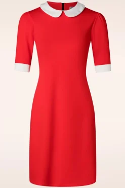 Vintage Chic for Topvintage Ebony Jurk In Oranje Rood>Vrouwen Plus Size Jurken