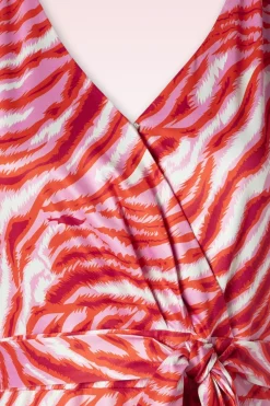 Smashed Lemon Elena Maxi Jurk In Roze En Rood><noscript><img width=