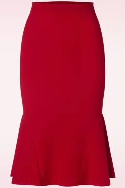 Vintage Chic for Topvintage Ellie Crepe Pencil Rok In Rood>Vrouwen Rokken