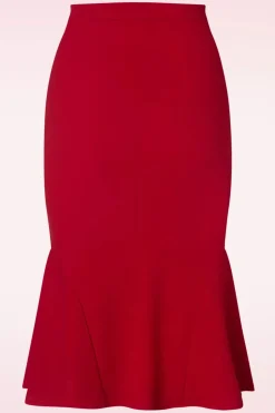 Vintage Chic for Topvintage Ellie Crepe Pencil Rok In Rood>Vrouwen Rokken