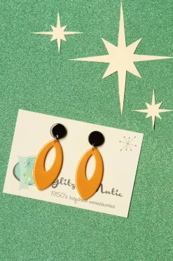 Glitz-o-Matic Ellips Hanger Oorbellen In Mosterd>Vrouwen Sieraden