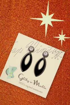 Glitz-o-Matic Ellips Oorbellen In Zwart><noscript><img width=