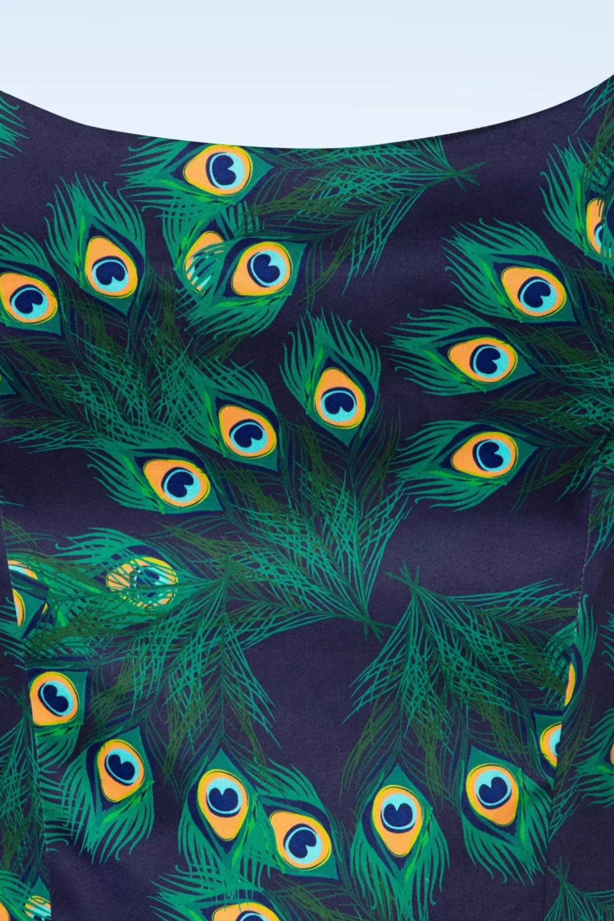 Topvintage Boutique Collection Exclusieve Bij Topvintage ~ Adriana Peacock Long Sleeve Swing Jurk In Marineblauw>Vrouwen Swing Jurken