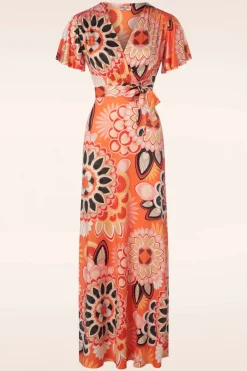 Vintage Chic for Topvintage Feline Groovy Maxi Jurk In Oranje>Vrouwen Plus Size Jurken