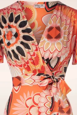 Vintage Chic for Topvintage Feline Groovy Maxi Jurk In Oranje>Vrouwen Plus Size Jurken